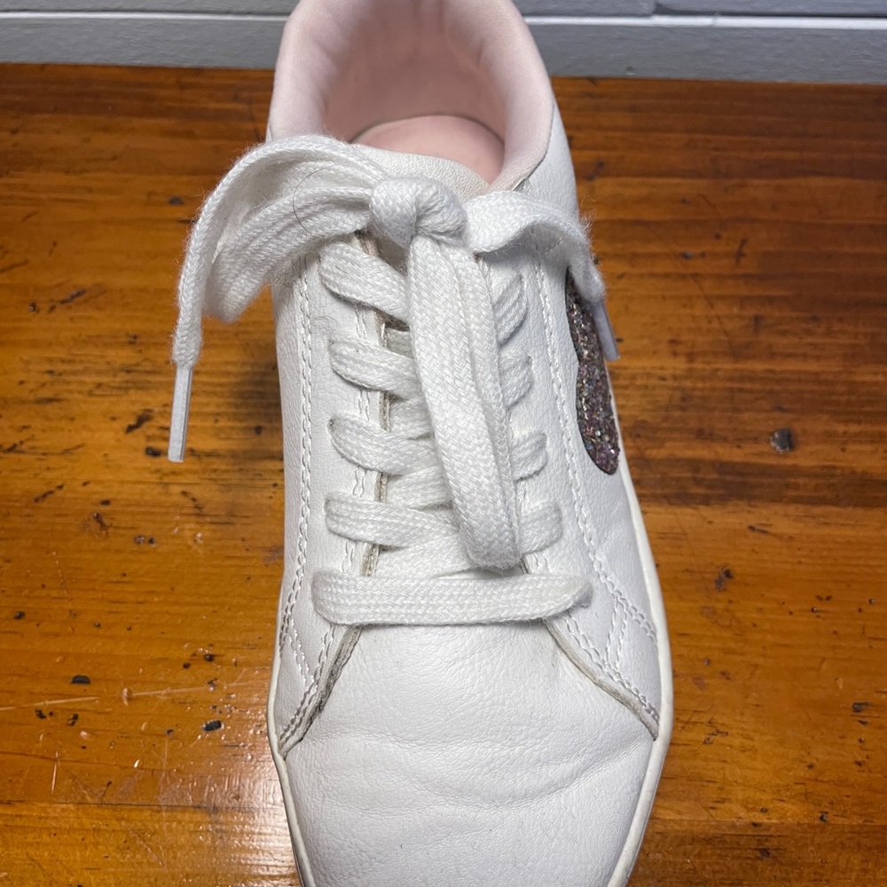 Sparkly Heart Pink and White Sneakers - Picture 2 of 6
